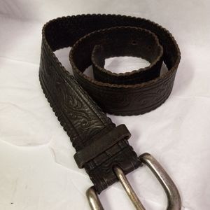 Express Brown Tooled Genuine Leather Belt  2" wide x 36"long
